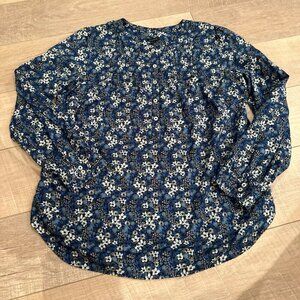 TALBOT'S WOMENS LARGE 3/4 BUTTON LONG SLEEVE FLORAL BLOUSE XL SHIRT